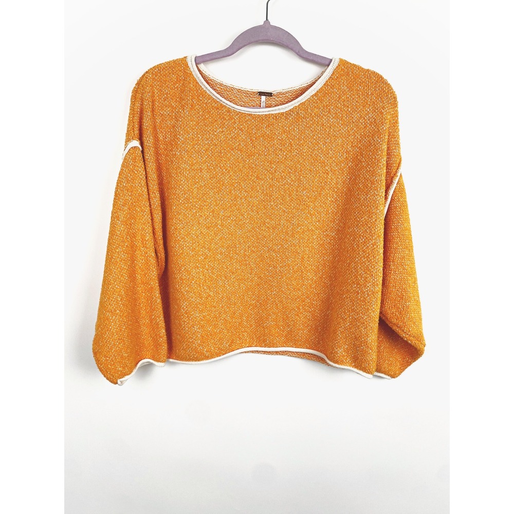 Free People Crop Bardot Textured Knit Oversized Sweater XS